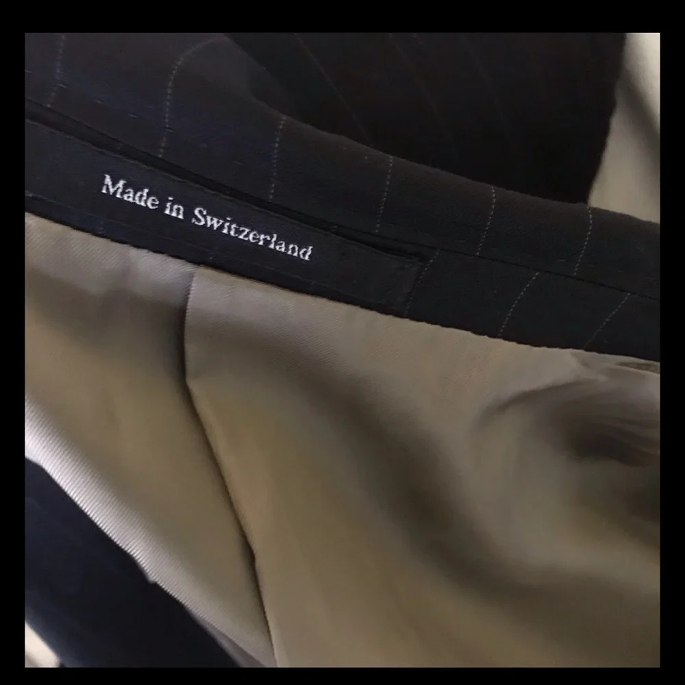 Ermenegildo Zegna Su Misura Wool Jacket Size 58C Black Pinstripe Switzerland